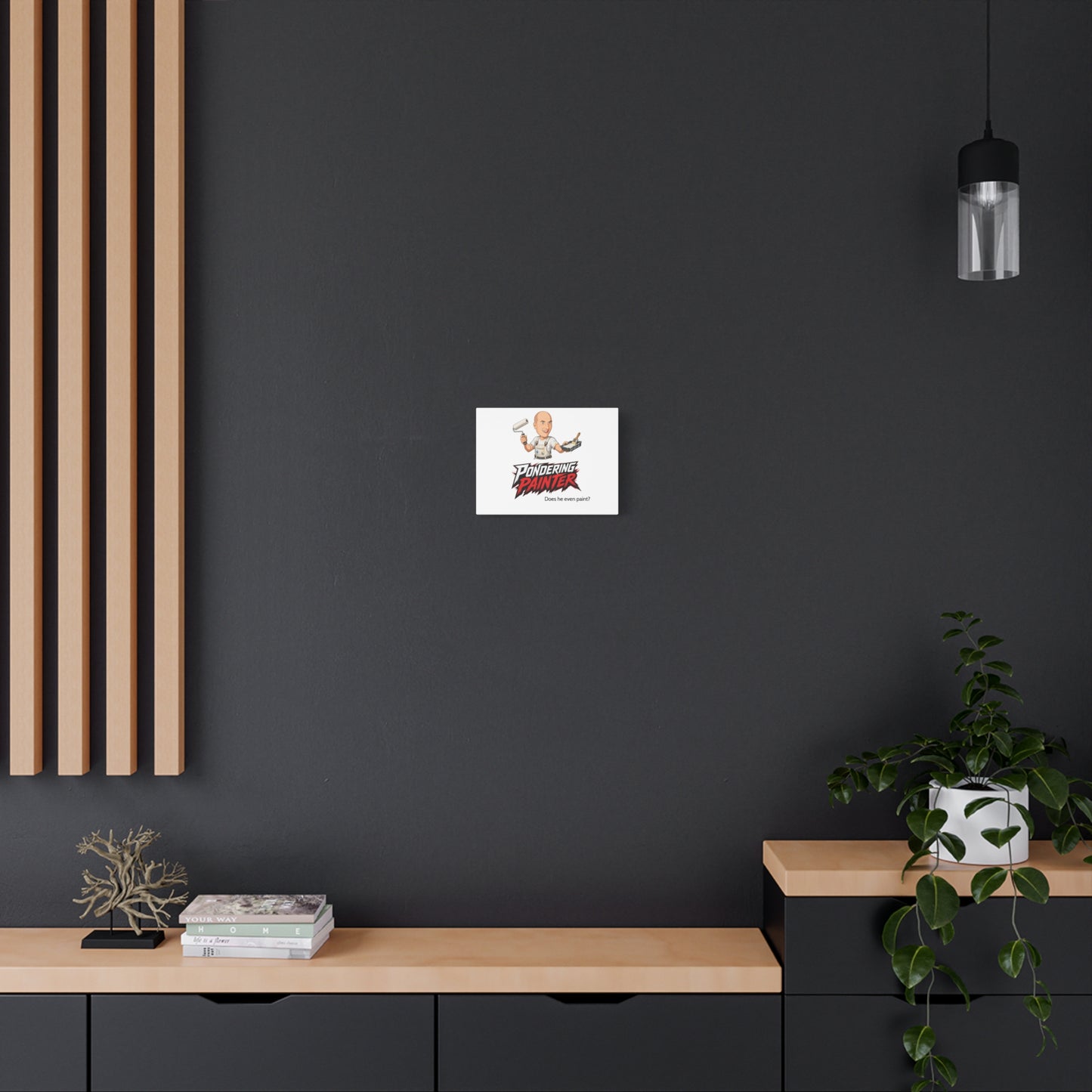 Canvas Wall Art – “Pondering Painter: Does He Even Paint?” Funny Painter Decor