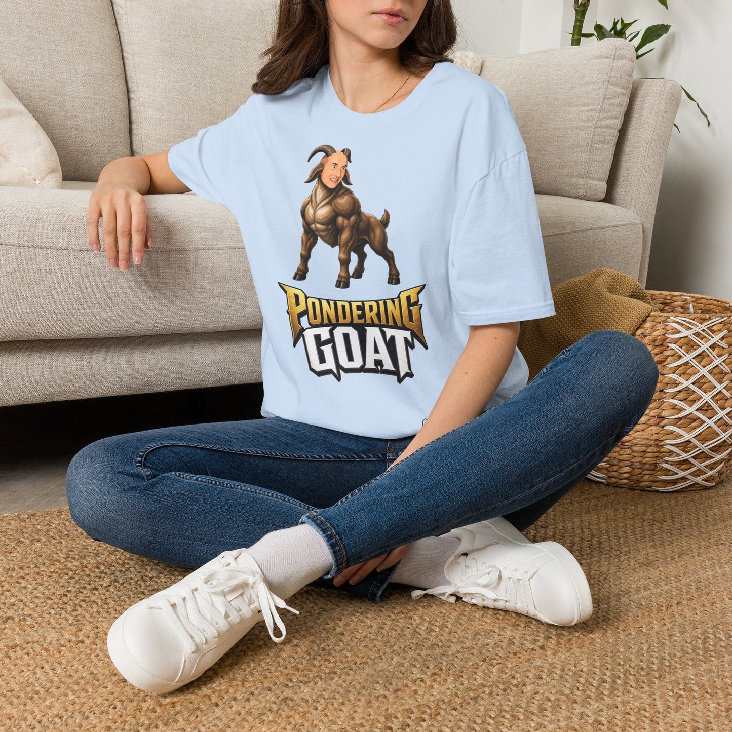 Pondering Goat Graphic T-Shirt