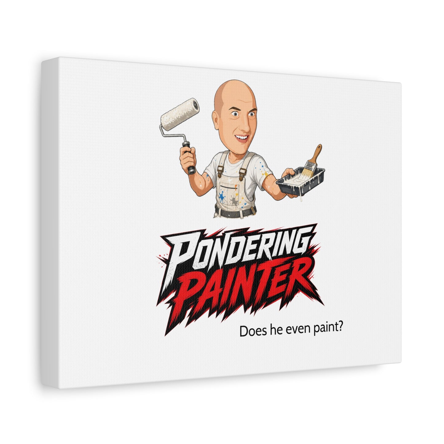 Canvas Wall Art – “Pondering Painter: Does He Even Paint?” Funny Painter Decor