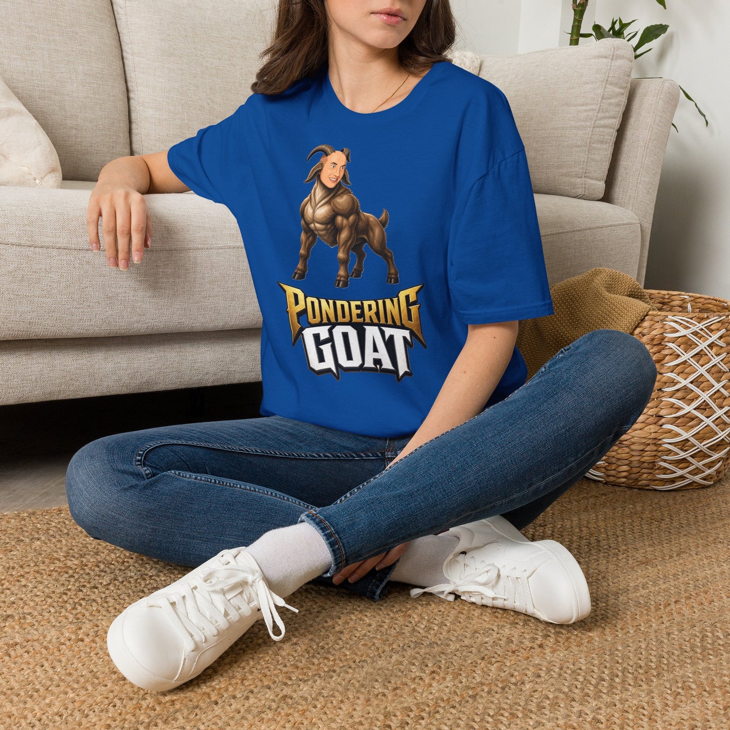 Pondering Goat Graphic T-Shirt