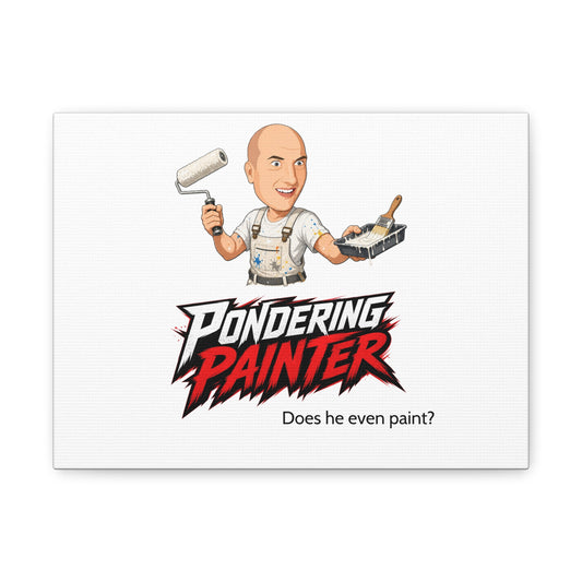 Canvas Wall Art – “Pondering Painter: Does He Even Paint?” Funny Painter Decor