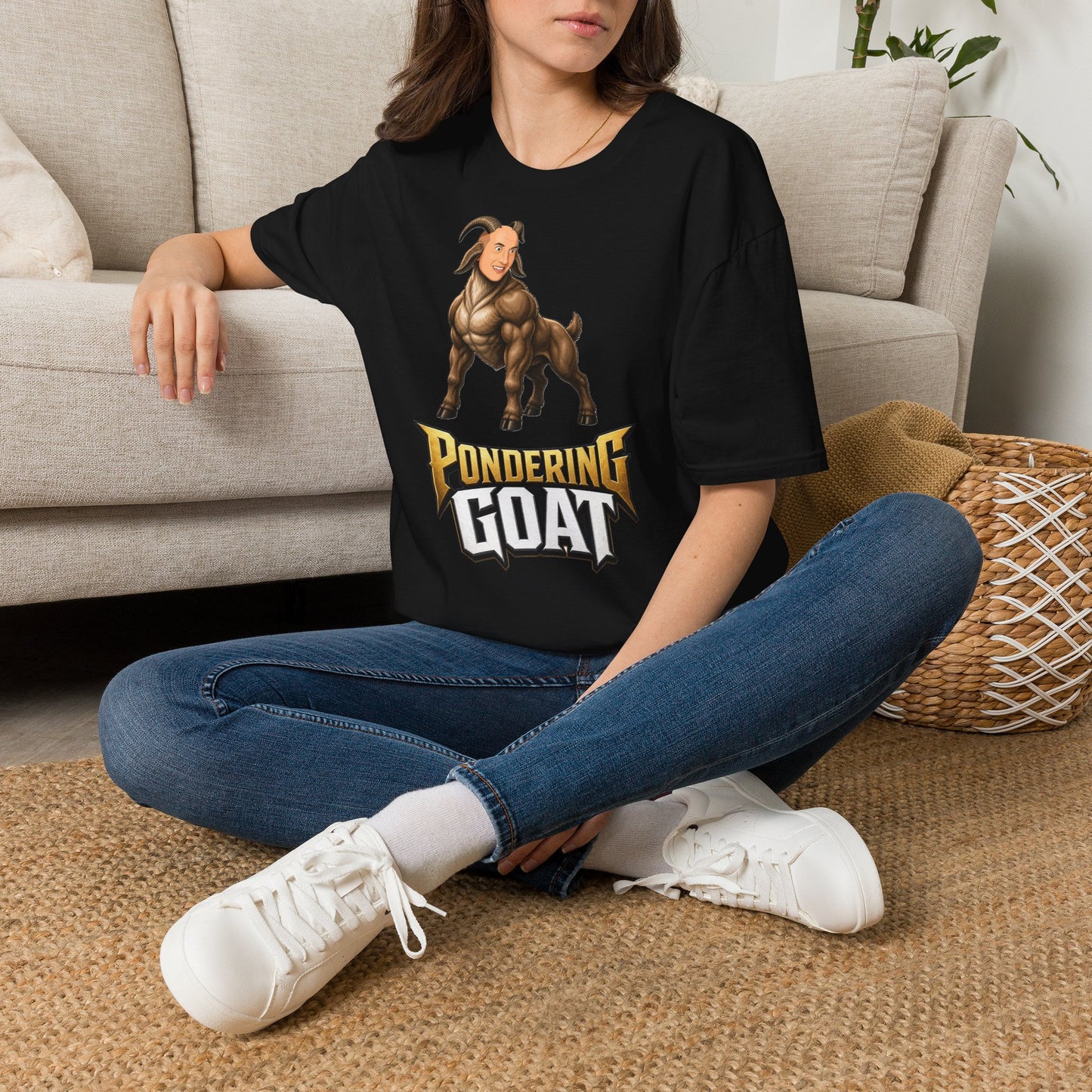 Pondering Goat Graphic T-Shirt