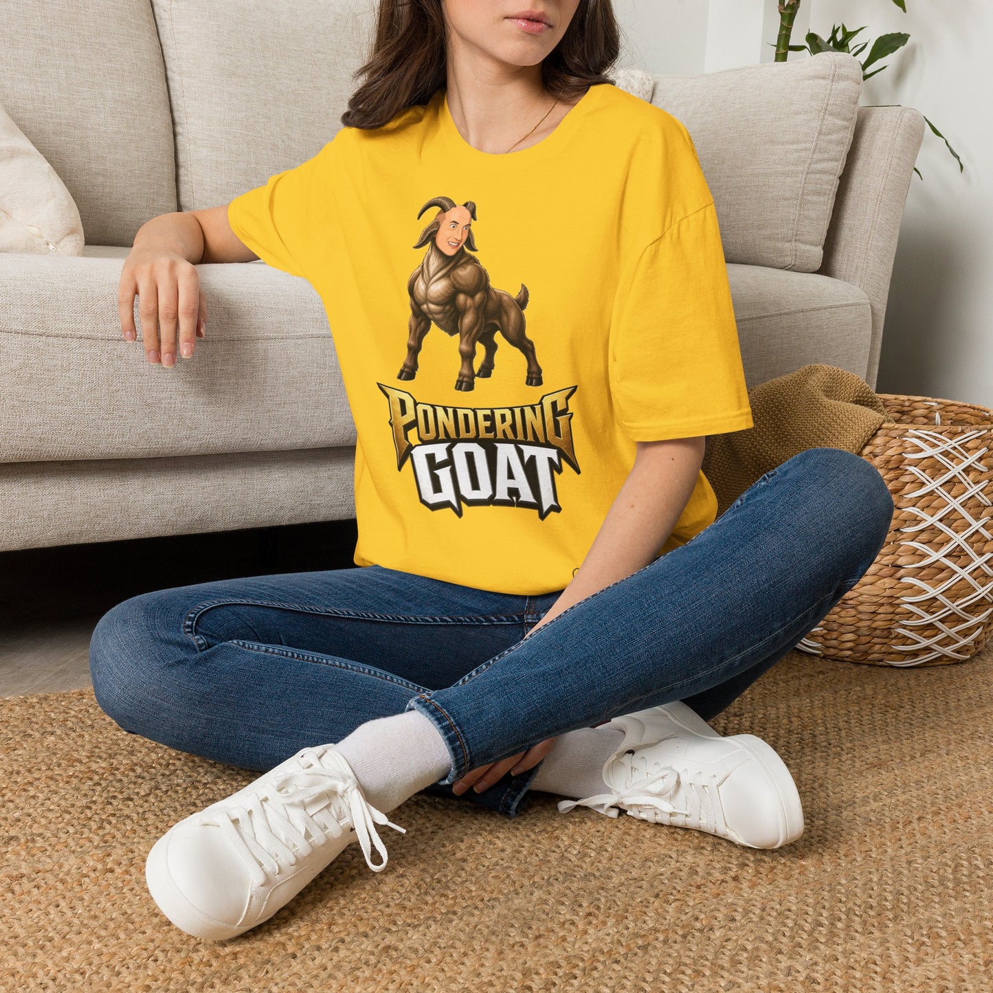 Pondering Goat Graphic T-Shirt