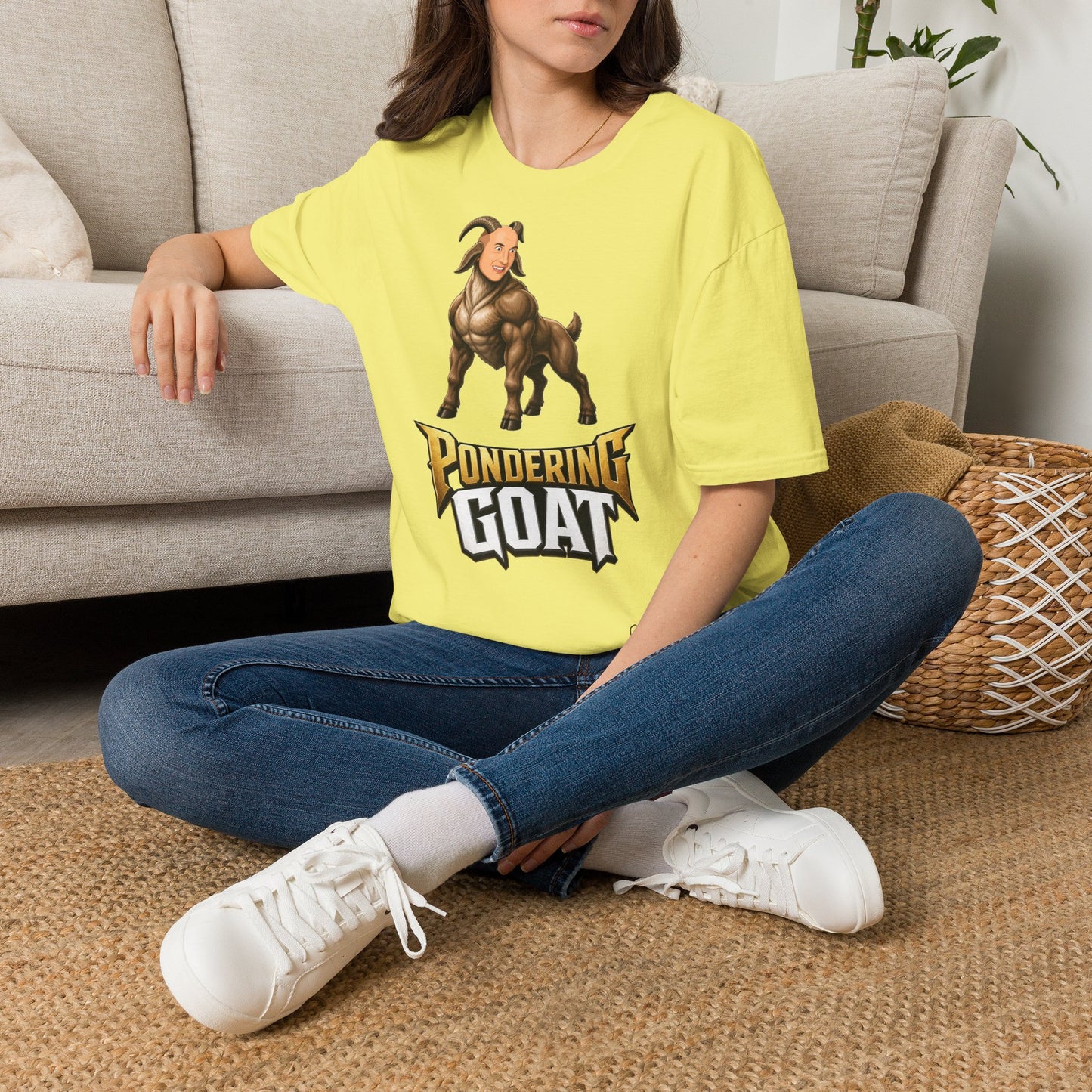 Pondering Goat Graphic T-Shirt