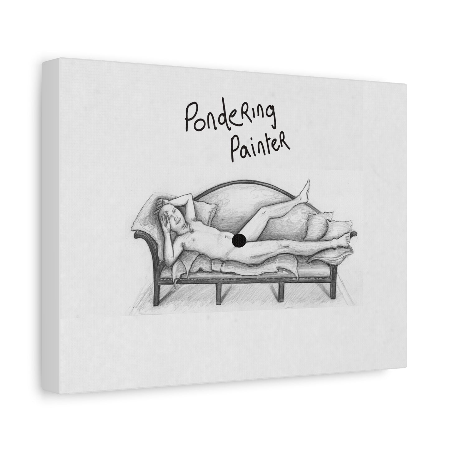 "Pondering Painter" Hand drawn like a French Girl Canvas Print. "12x9"