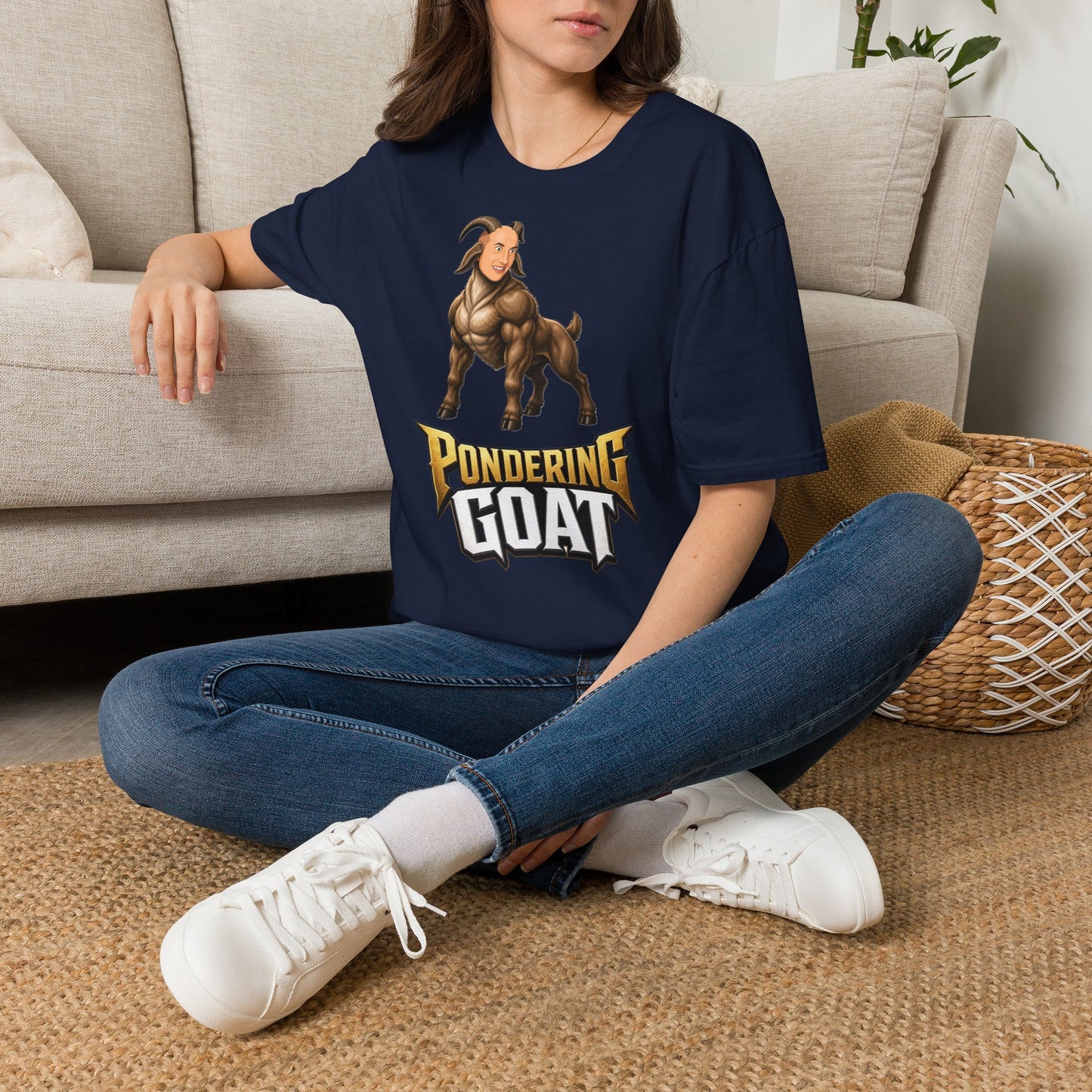 Pondering Goat Graphic T-Shirt