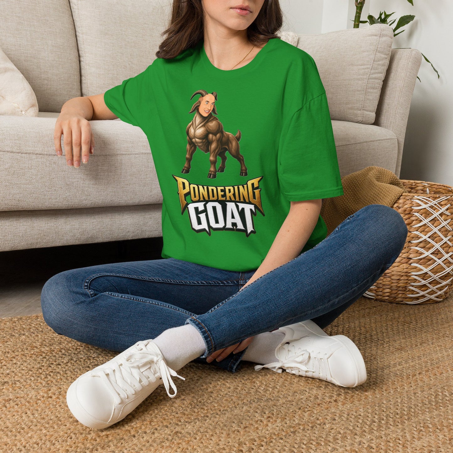 Pondering Goat Graphic T-Shirt