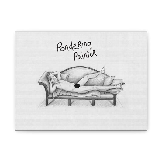 "Pondering Painter" Hand drawn like a French Girl Canvas Print. "12x9"
