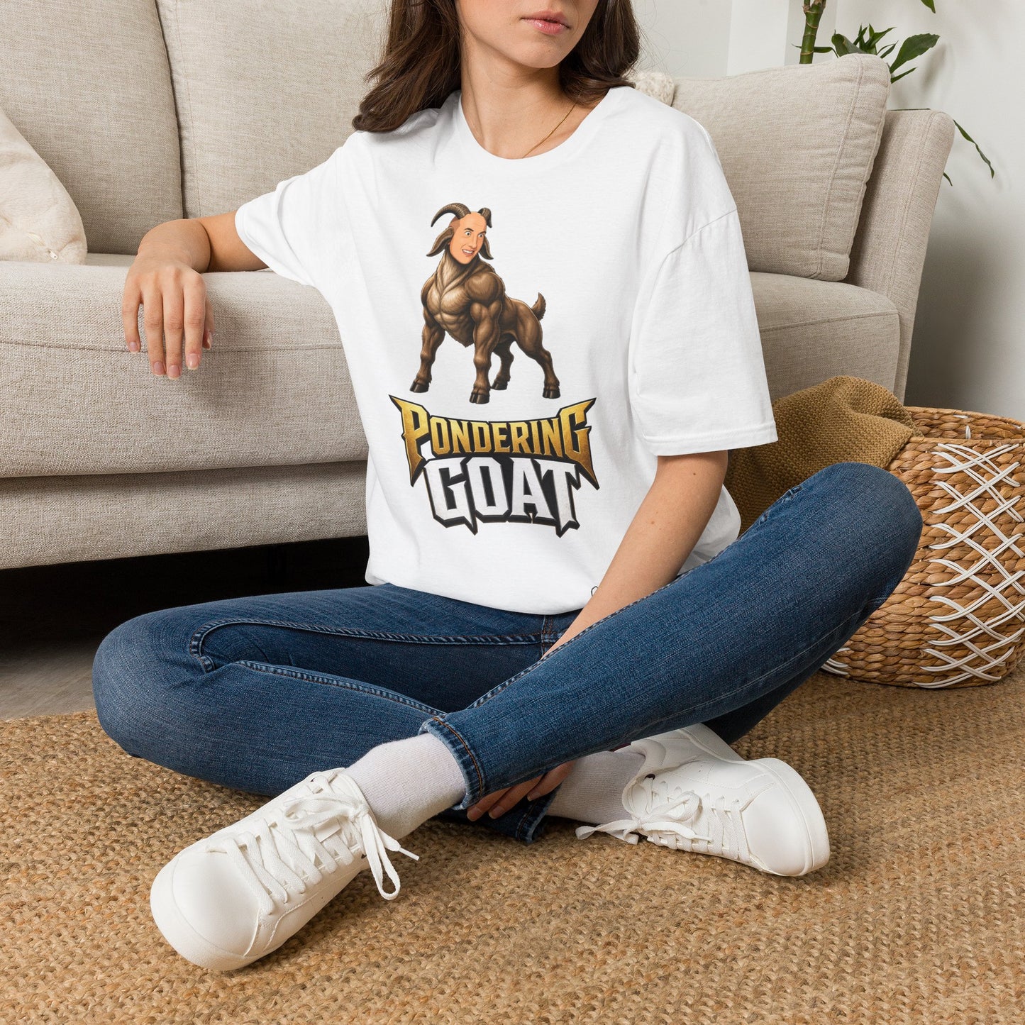 Pondering Goat Graphic T-Shirt