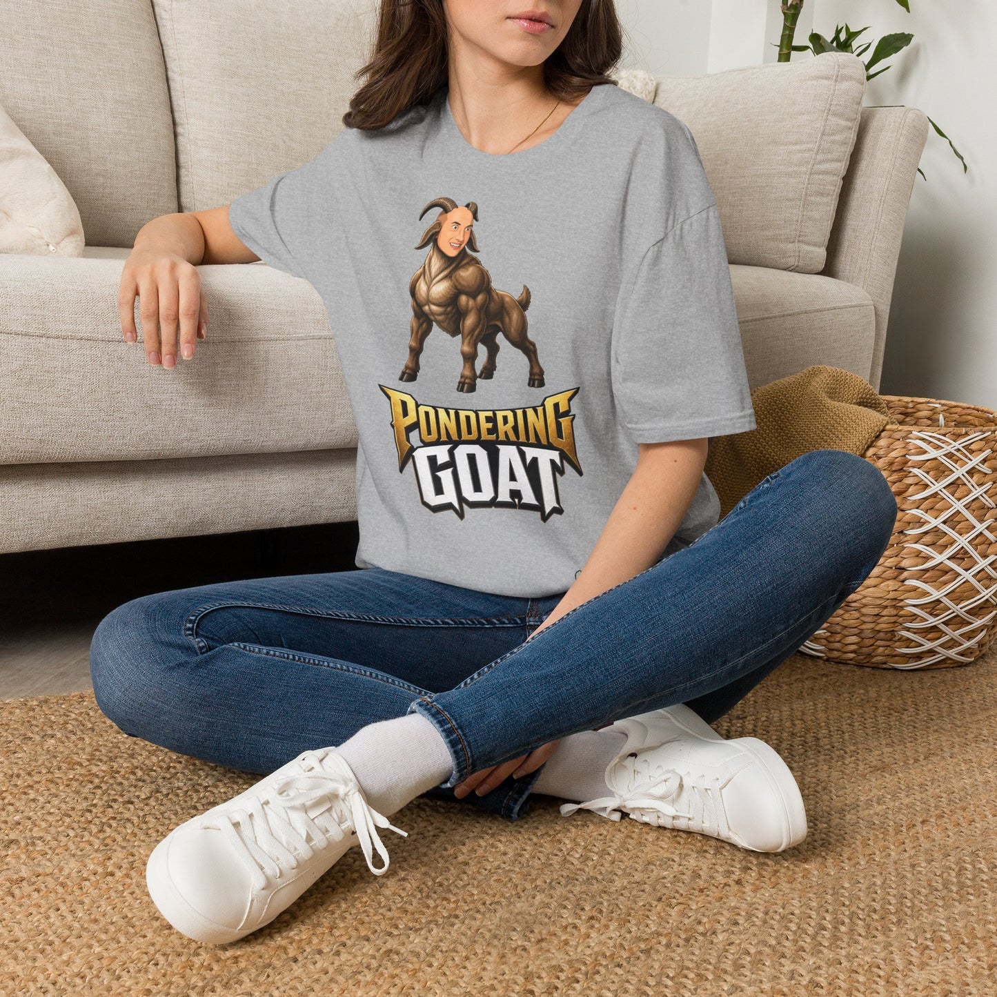 Pondering Goat Graphic T-Shirt