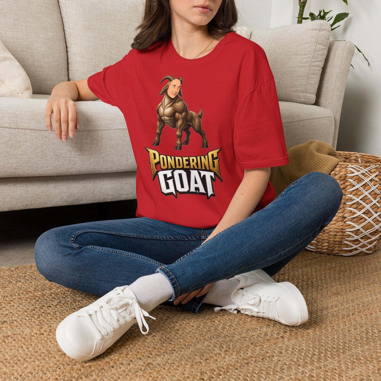 Pondering Goat Graphic T-Shirt