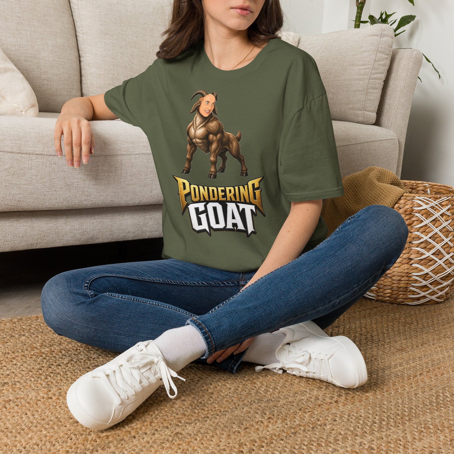 Pondering Goat Graphic T-Shirt