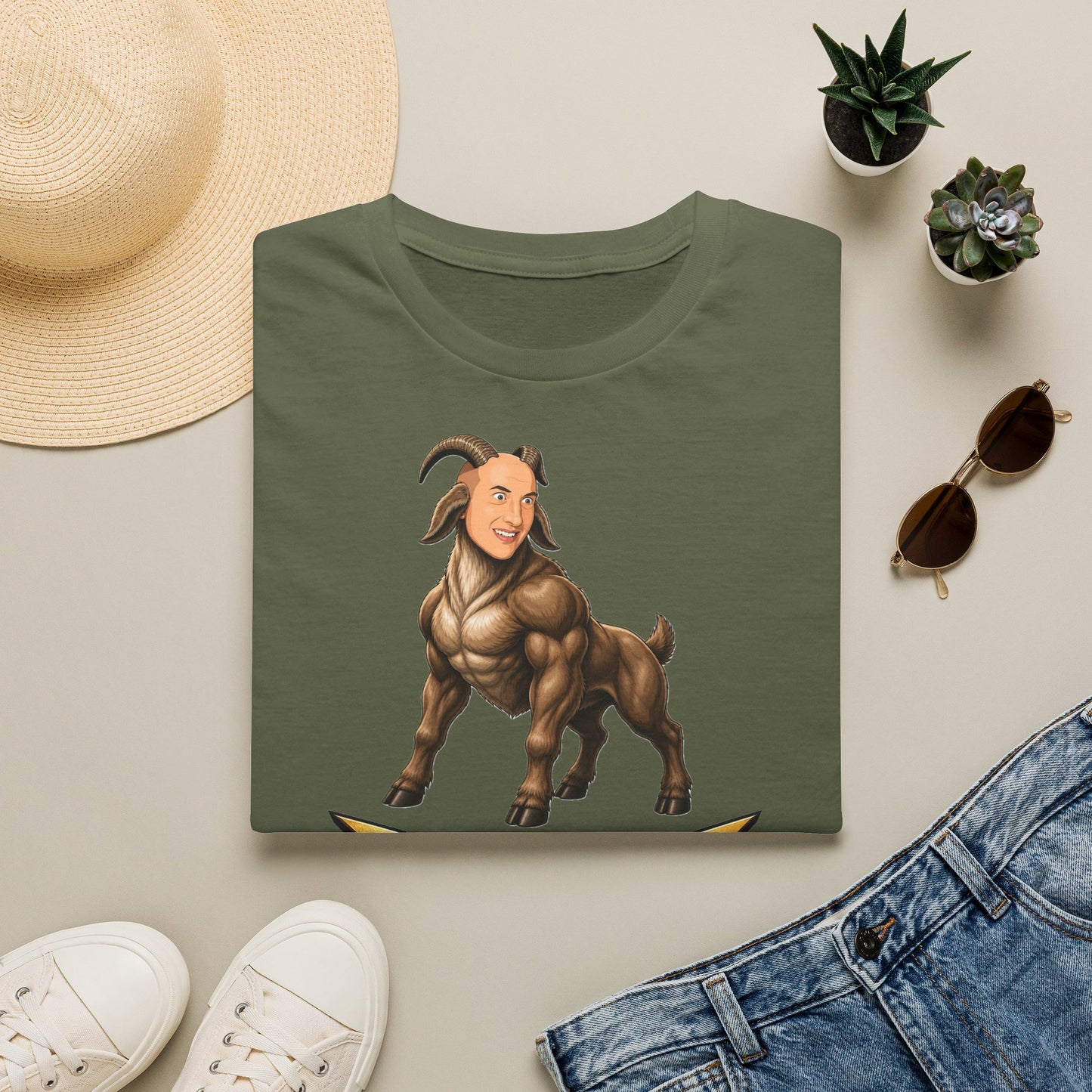 Pondering Goat Graphic T-Shirt