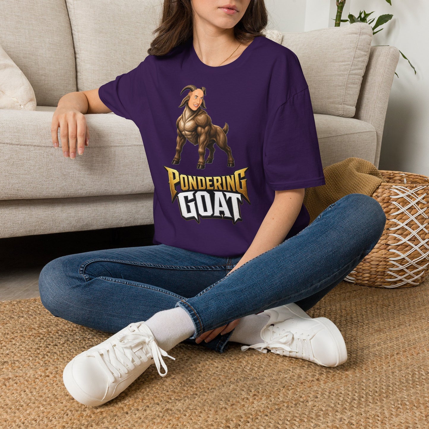 Pondering Goat Graphic T-Shirt
